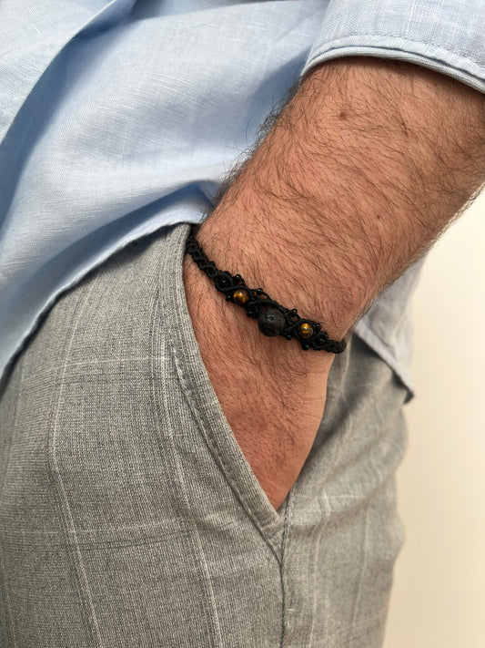 Armband Lavastein/Tigerauge